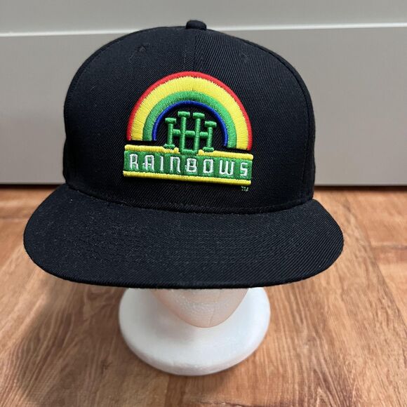 Hawaii Rainbows Hat Cap Snap Back Black NCAA Baseball Mens Green Island Map - Picture 1 of 10